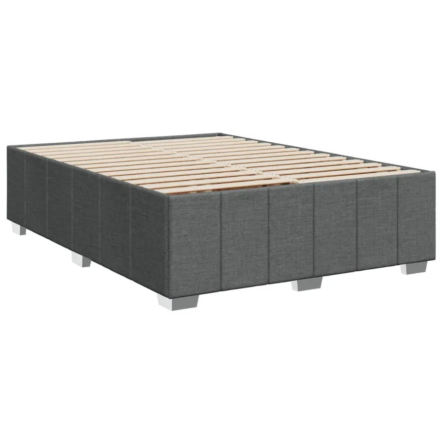 Cadre de lit sans matelas gris foncé 160x200 cm tissu - 3