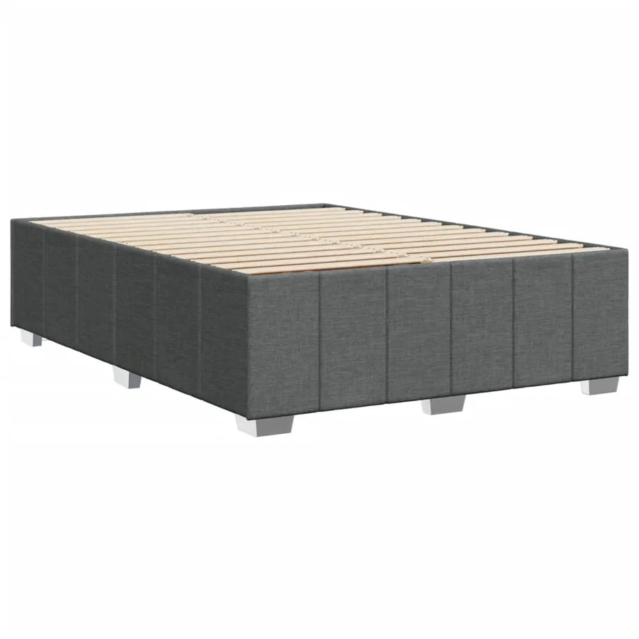 Cadre de lit sans matelas gris foncé 160x200 cm tissu - 6