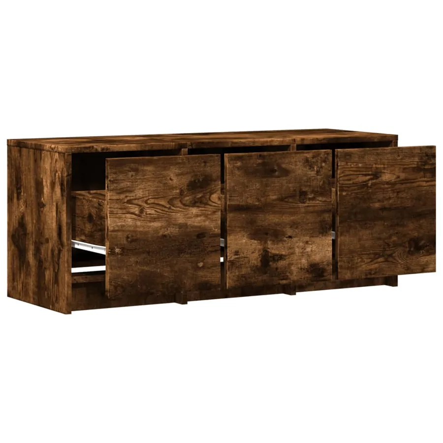 Meuble TV avec LED chêne fumé 97x34x40 cm bois d'ingénierie - 12