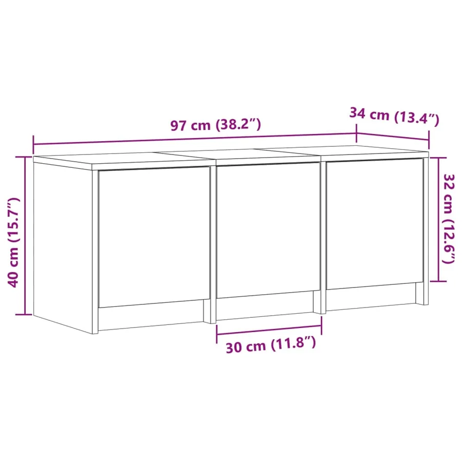 Meuble TV avec LED noir 97x34x40 cm bois d'ingénierie - 14