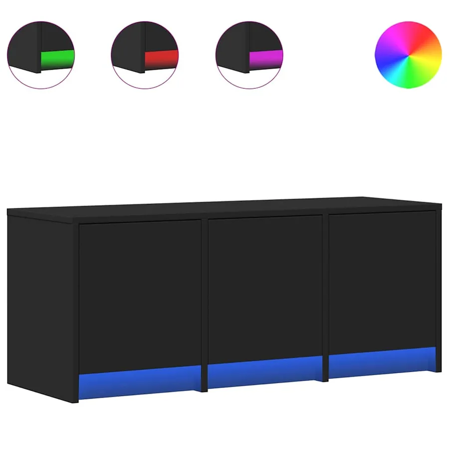 Meuble TV avec LED noir 97x34x40 cm bois d'ingénierie - 2