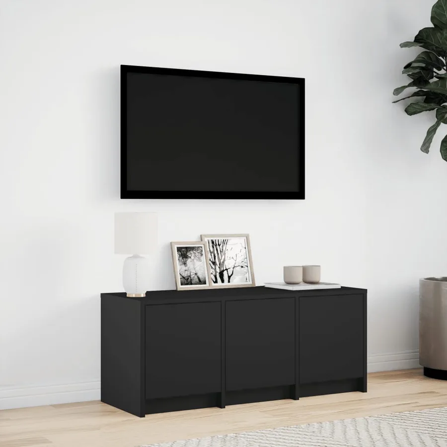 Meuble TV avec LED noir 97x34x40 cm bois d'ingénierie - 3
