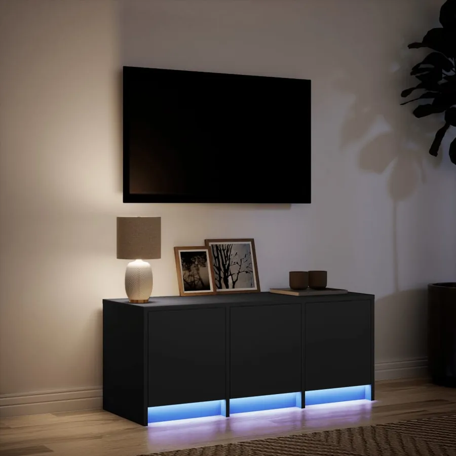 Meuble TV avec LED noir 97x34x40 cm bois d'ingénierie - 4