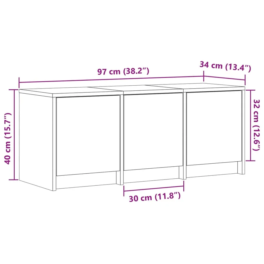 Meuble TV avec LED chêne marron 97x34x40 cm bois d'ingénierie - 14