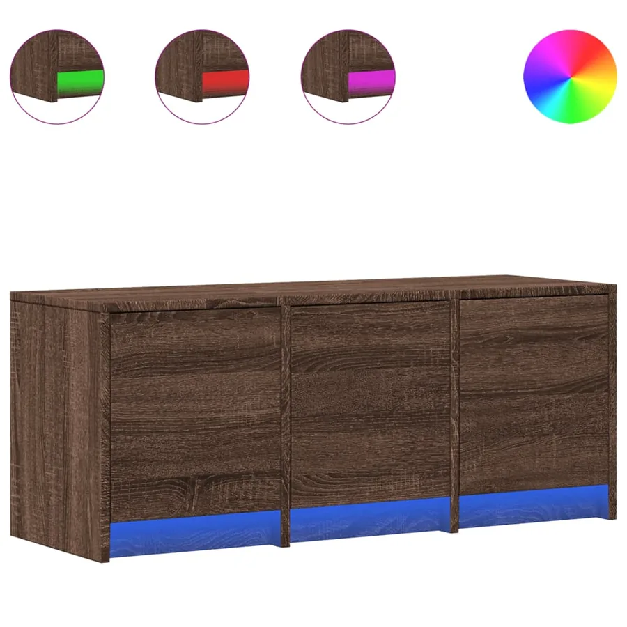 Meuble TV avec LED chêne marron 97x34x40 cm bois d'ingénierie - 2