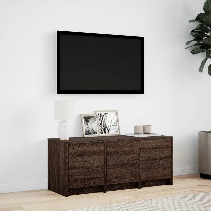 Meuble TV avec LED chêne marron 97x34x40 cm bois d'ingénierie - 3