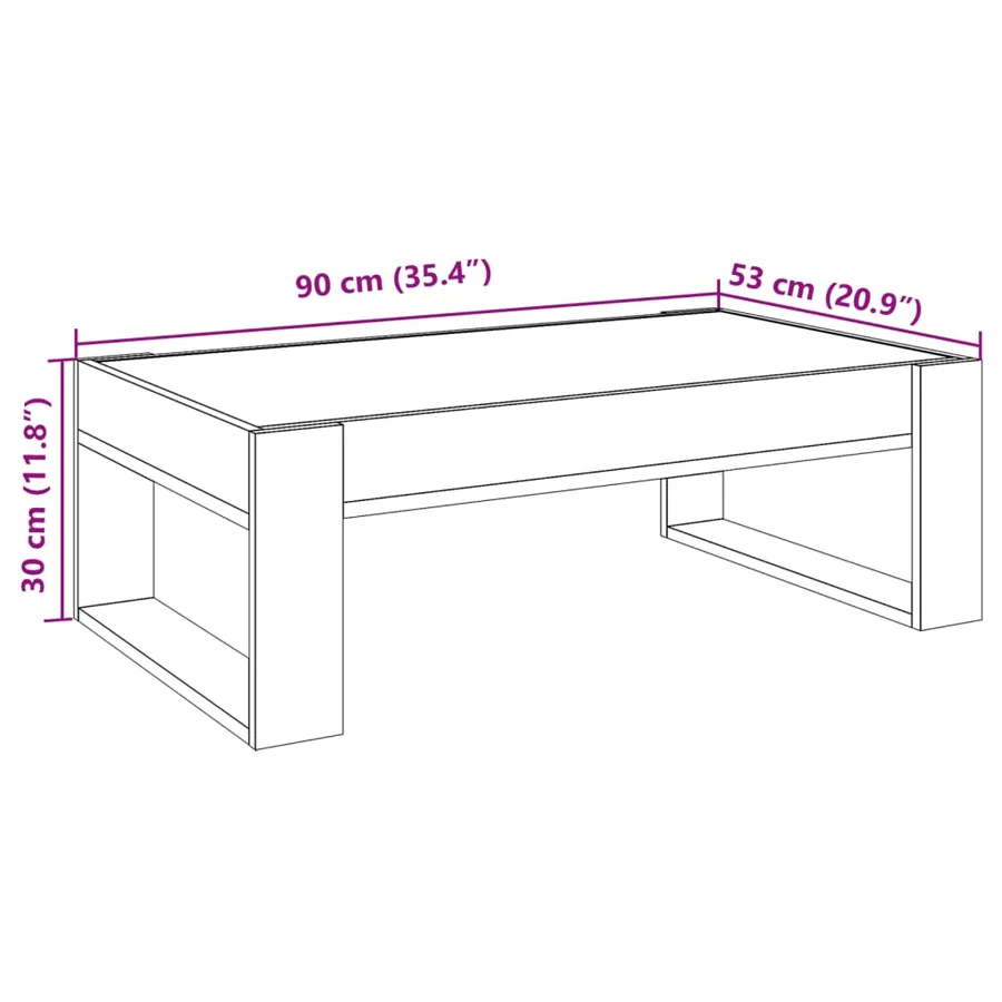 Table basse avec LED infini chêne fumé 90x53x30 cm - 13