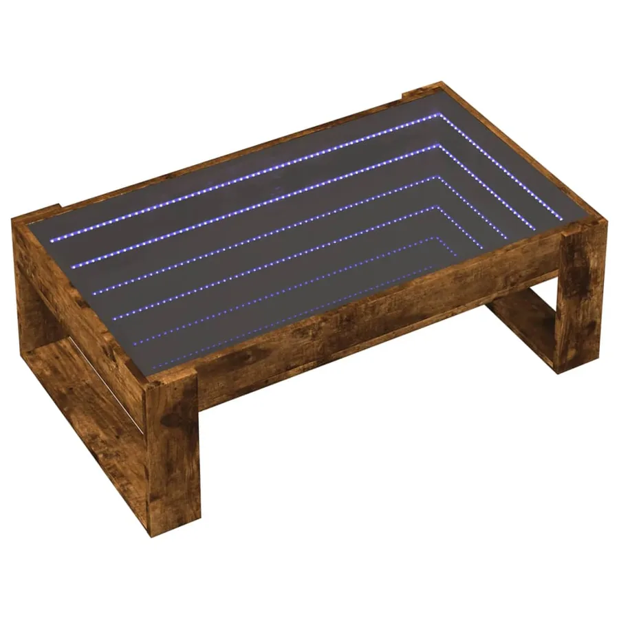 Table basse avec LED infini chêne fumé 90x53x30 cm - 3