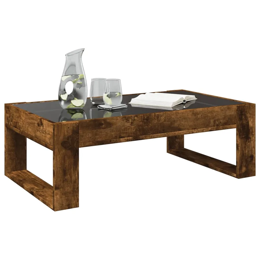 Table basse avec LED infini chêne fumé 90x53x30 cm - 5