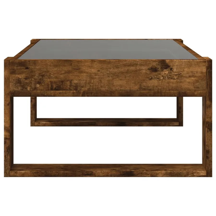 Table basse avec LED infini chêne fumé 90x53x30 cm - 7