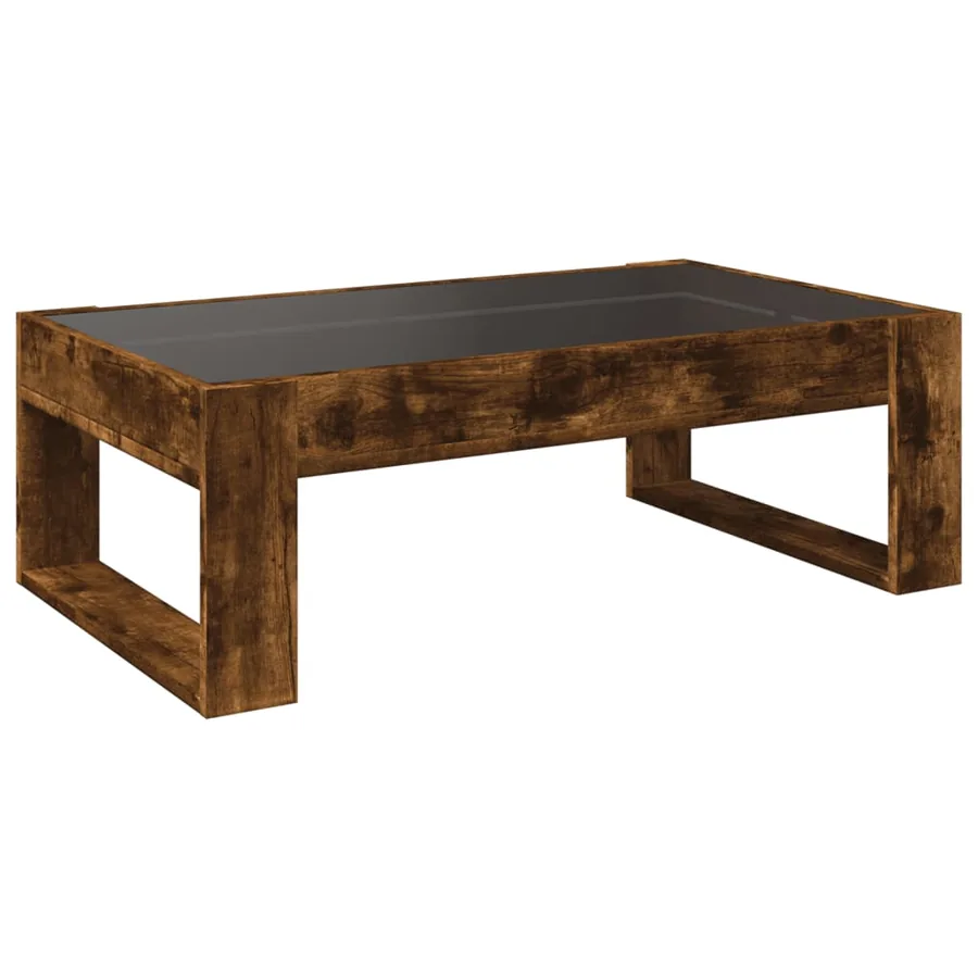 Table basse avec LED infini chêne fumé 90x53x30 cm - 8