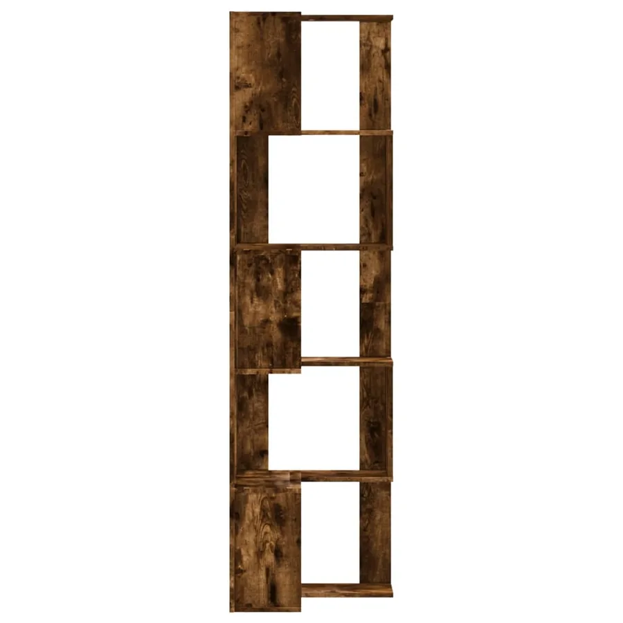 Bibliothèque d'angle à 5 niveaux chêne fumé bois d'ingénierie - 5