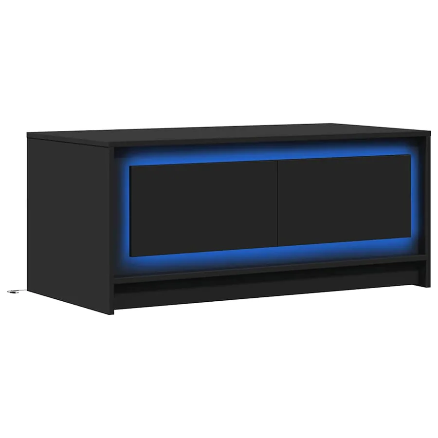 Table basse avec lumières LED noir bois d'ingénierie - 3