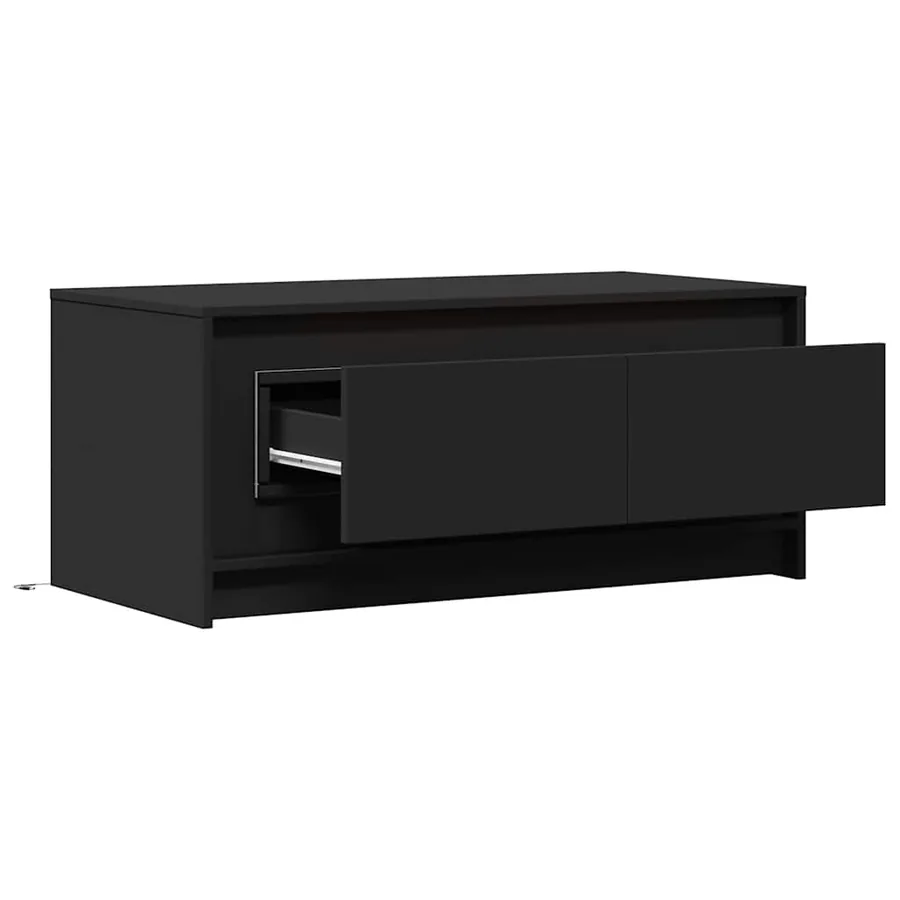 Table basse avec lumières LED noir bois d'ingénierie - 9