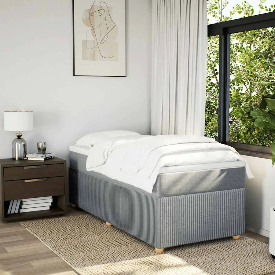 Sommier à lattes de lit avec matelas gris clair 80x200 cm tissu - 3