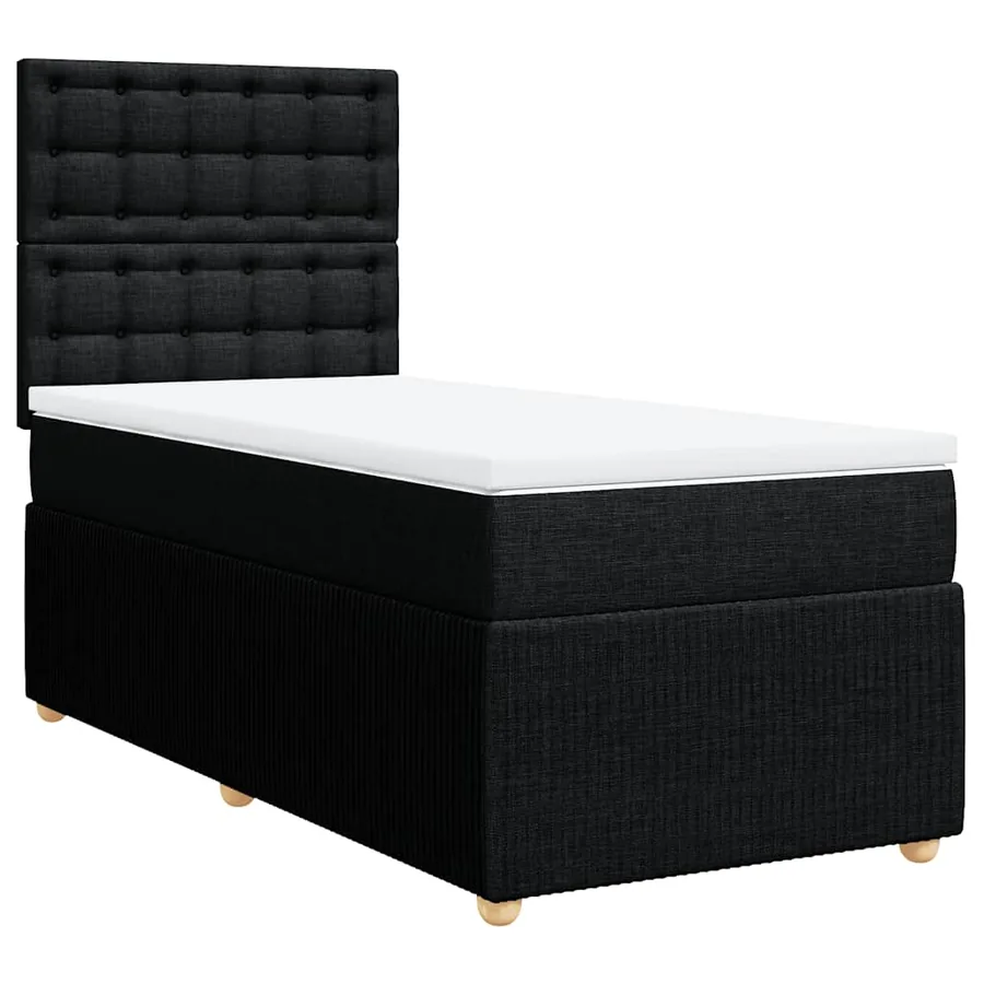 Sommier à lattes de lit avec matelas Noir 100x200 cm Tissu - 2
