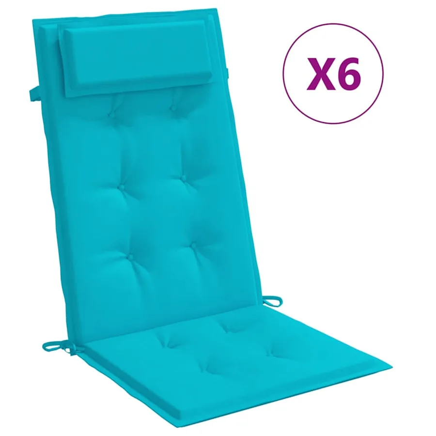Coussins de chaise à dossier haut lot de 6 turquoise - 2
