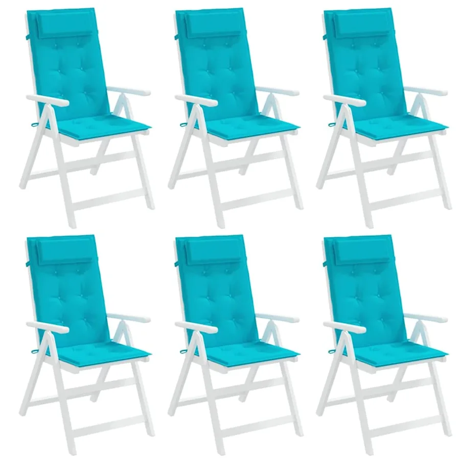 Coussins de chaise à dossier haut lot de 6 turquoise - 4