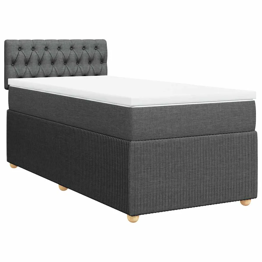 Sommier à lattes de lit avec matelas Gris foncé 100x200cm Tissu - 2