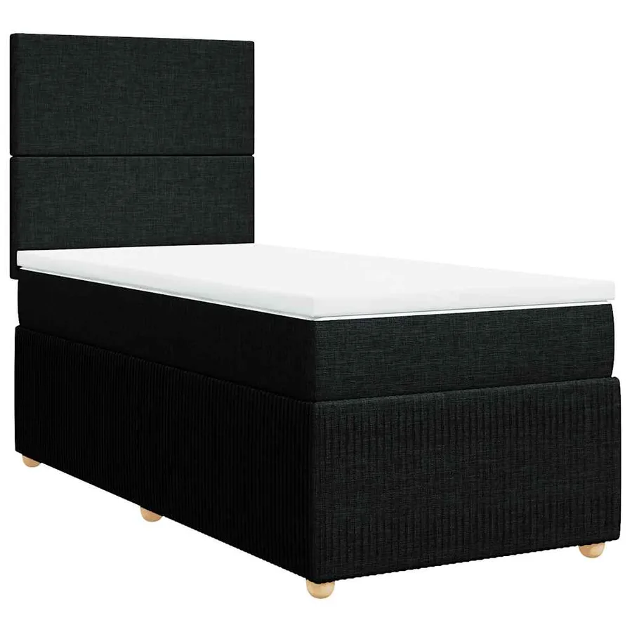 Sommier à lattes de lit avec matelas Noir 100x200 cm Tissu - 2