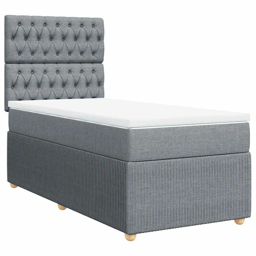 Sommier à lattes de lit avec matelas Gris clair 100x200cm Tissu - 2