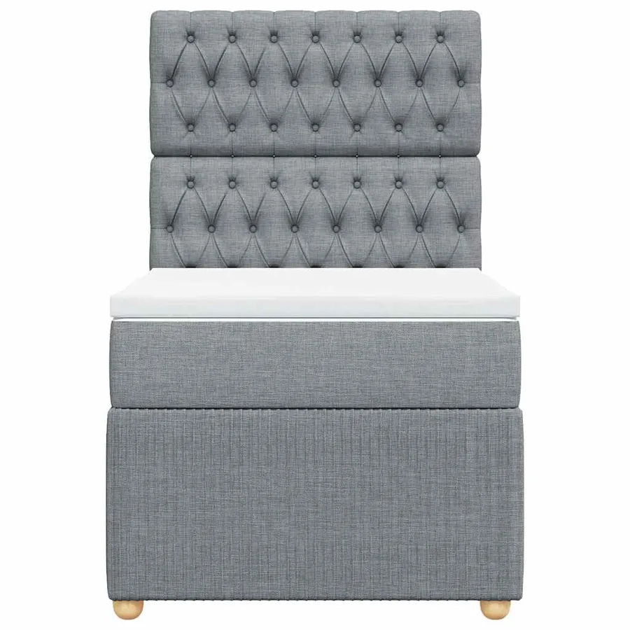 Sommier à lattes de lit avec matelas Gris clair 100x200cm Tissu - 4