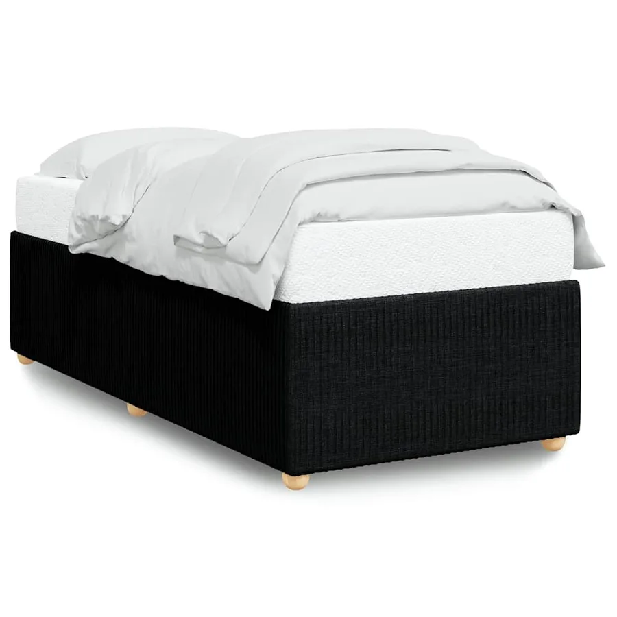 Cadre de lit sans matelas noir 100x200 cm tissu - 2