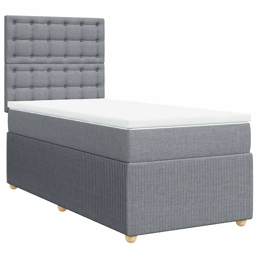 Sommier à lattes de lit avec matelas Gris clair 100x200cm Tissu - 2