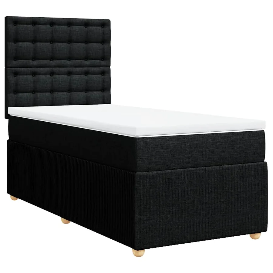 Sommier à lattes de lit avec matelas Noir 90x200 cm Tissu - 2