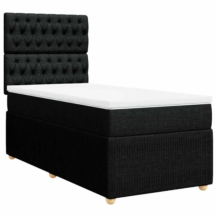 Sommier à lattes de lit avec matelas Noir 90x200 cm Tissu - 2