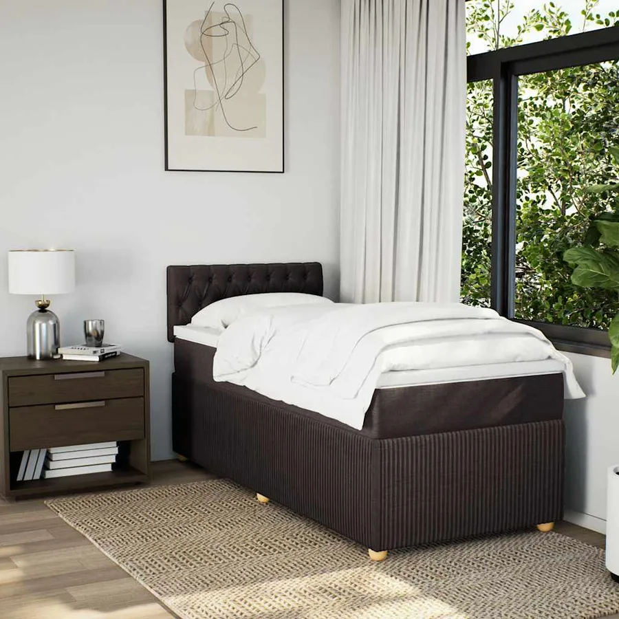Sommier à lattes de lit avec matelas Marron foncé 100x200 cm - 3