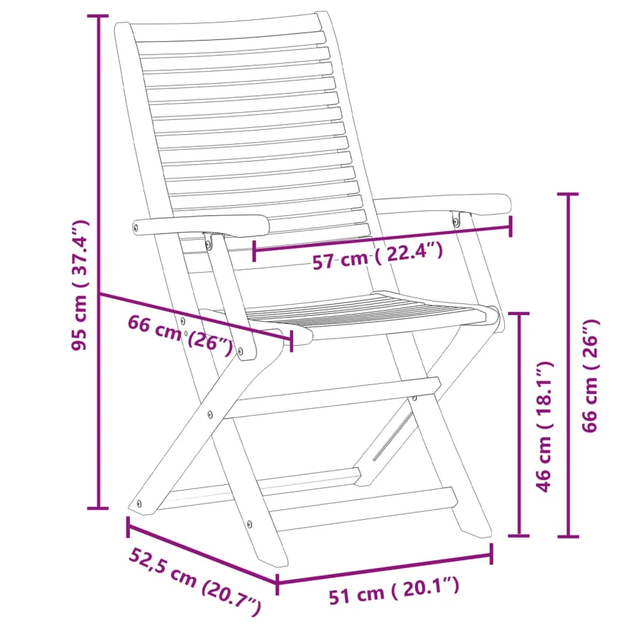 Chaises de jardin pliantes lot de 8 57x66x95 cm bois d'acacia - 9