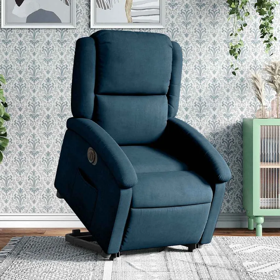 Fauteuil inclinable électrique bleu velours