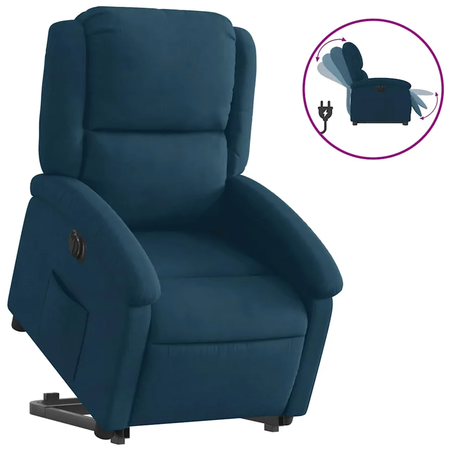 Fauteuil inclinable électrique bleu velours - 2