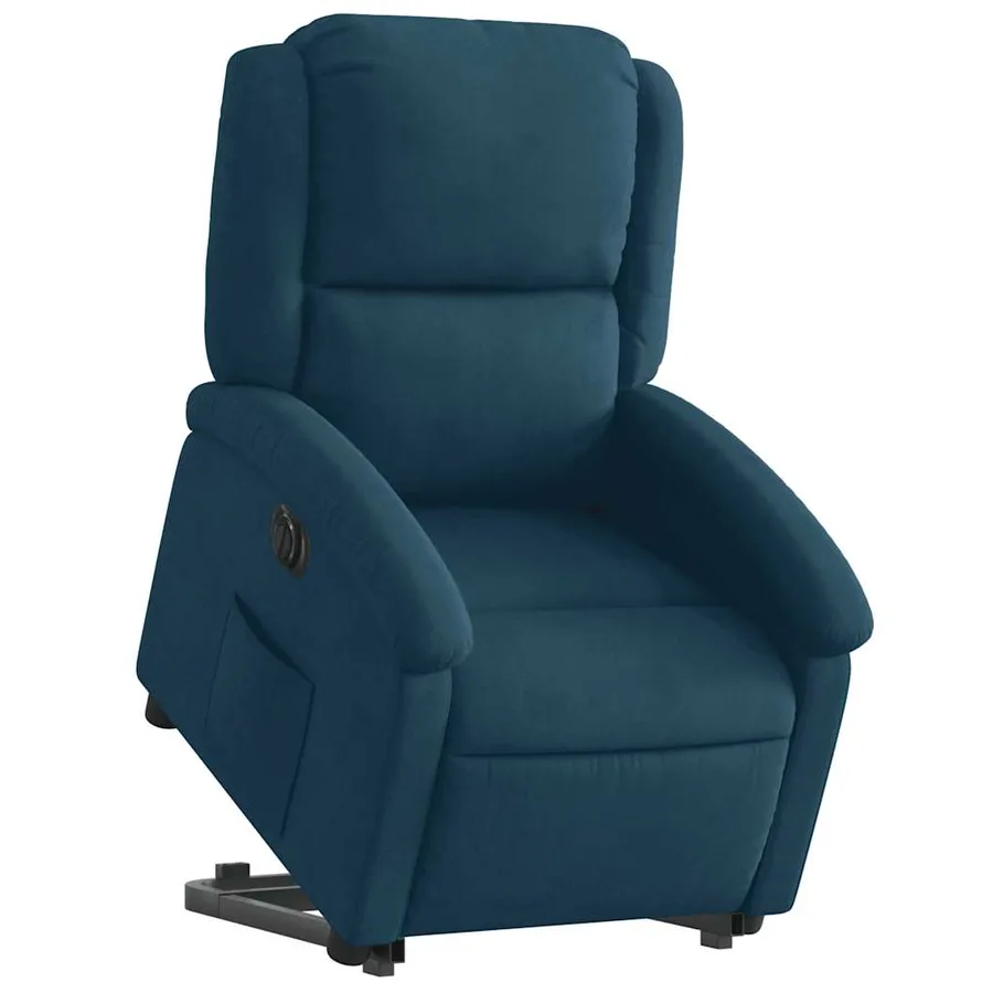 Fauteuil inclinable électrique bleu velours - 3