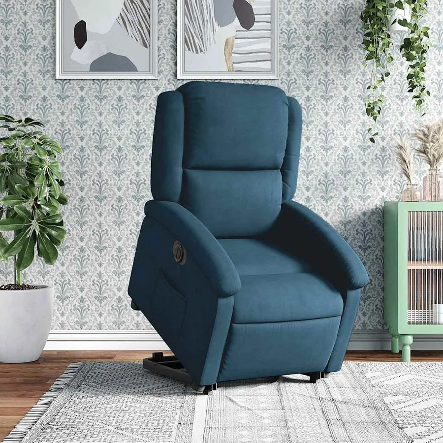 Fauteuil inclinable électrique bleu velours - 4