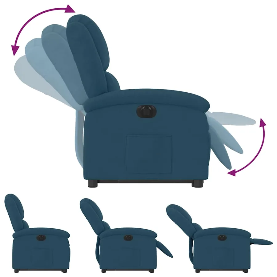 Fauteuil inclinable électrique bleu velours - 9