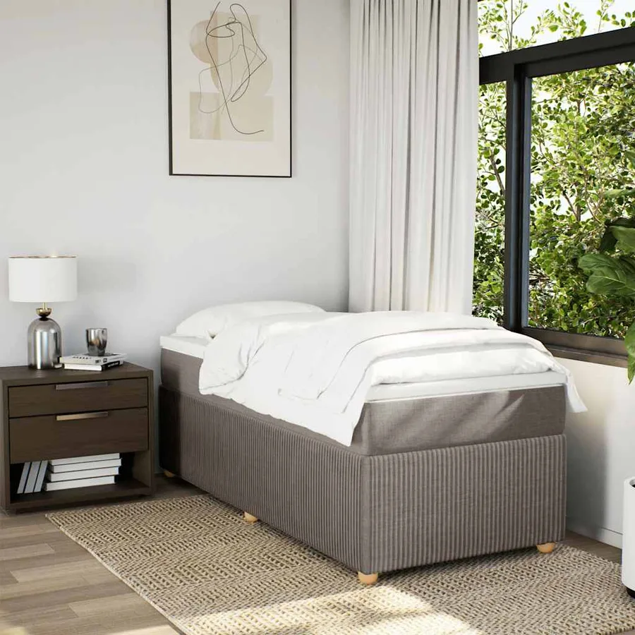 Sommier à lattes de lit avec matelas Taupe 100x200 cm Tissu - 3