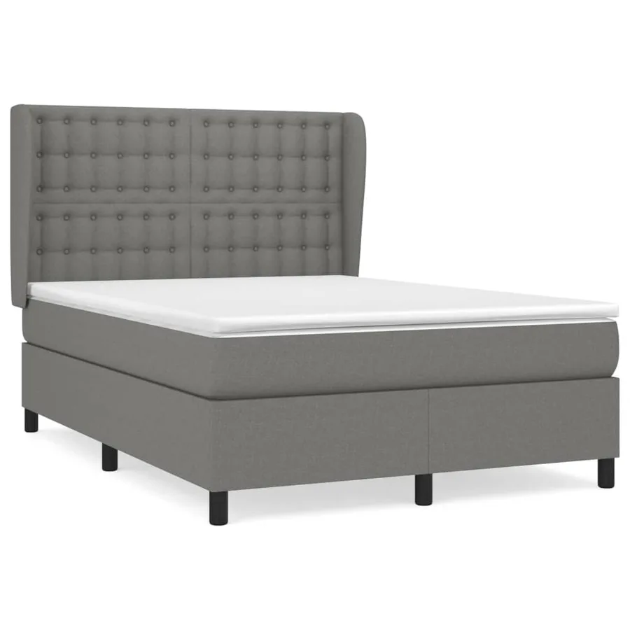 Sommier à lattes de lit avec matelas Gris foncé 140x200cm Tissu - 2