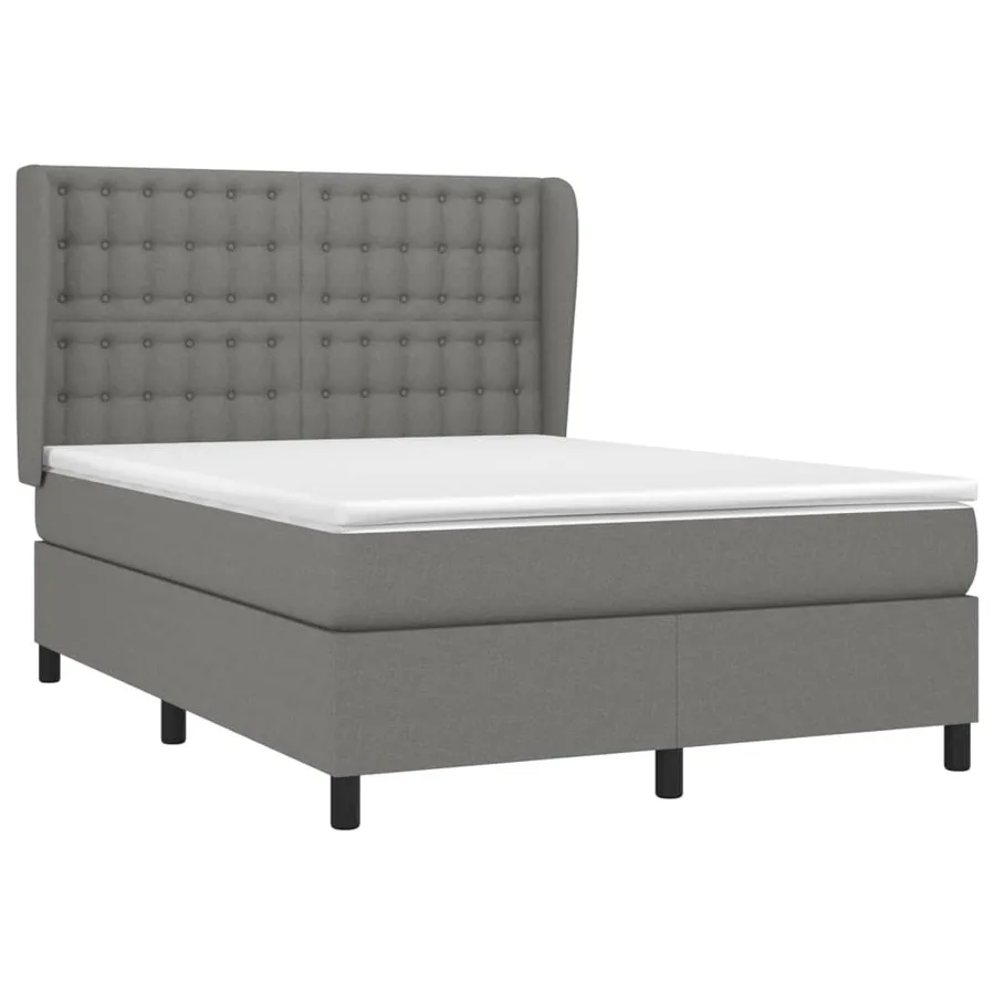 Sommier à lattes de lit avec matelas Gris foncé 140x200cm Tissu - 3