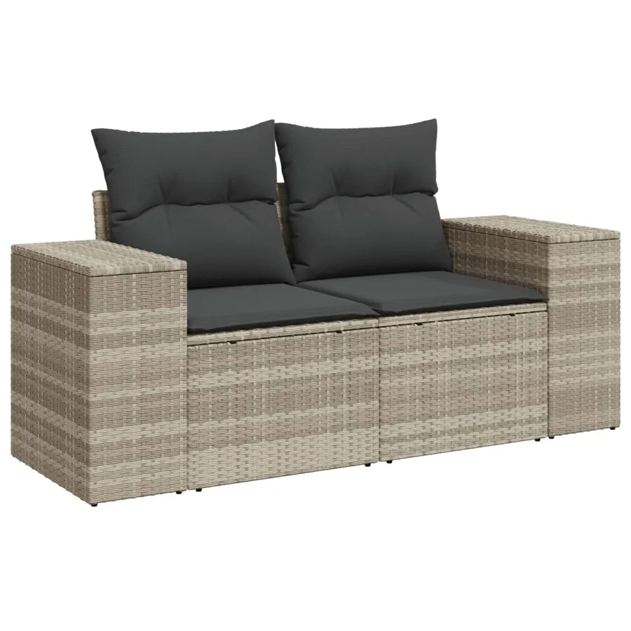 Salon de jardin 5 pcs avec coussins gris clair résine tressée - 4