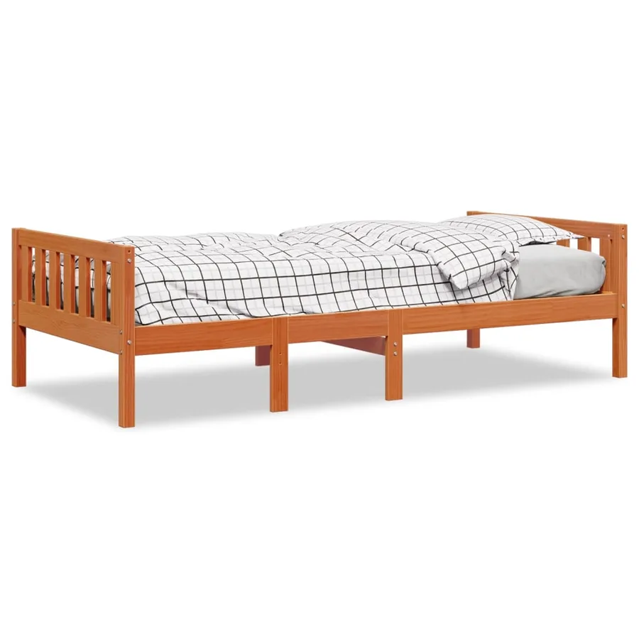 Lit pour enfants sans matelas cire marron 90x190 cm pin massif - 2