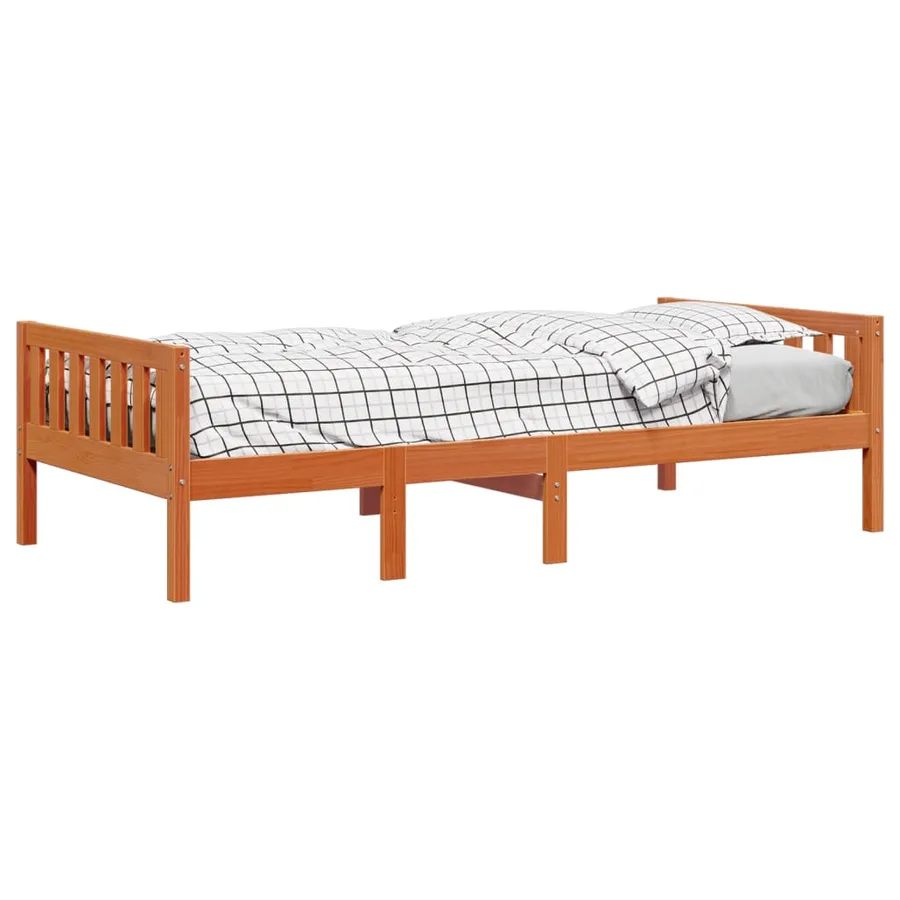 Lit pour enfants sans matelas cire marron 90x190 cm pin massif - 4