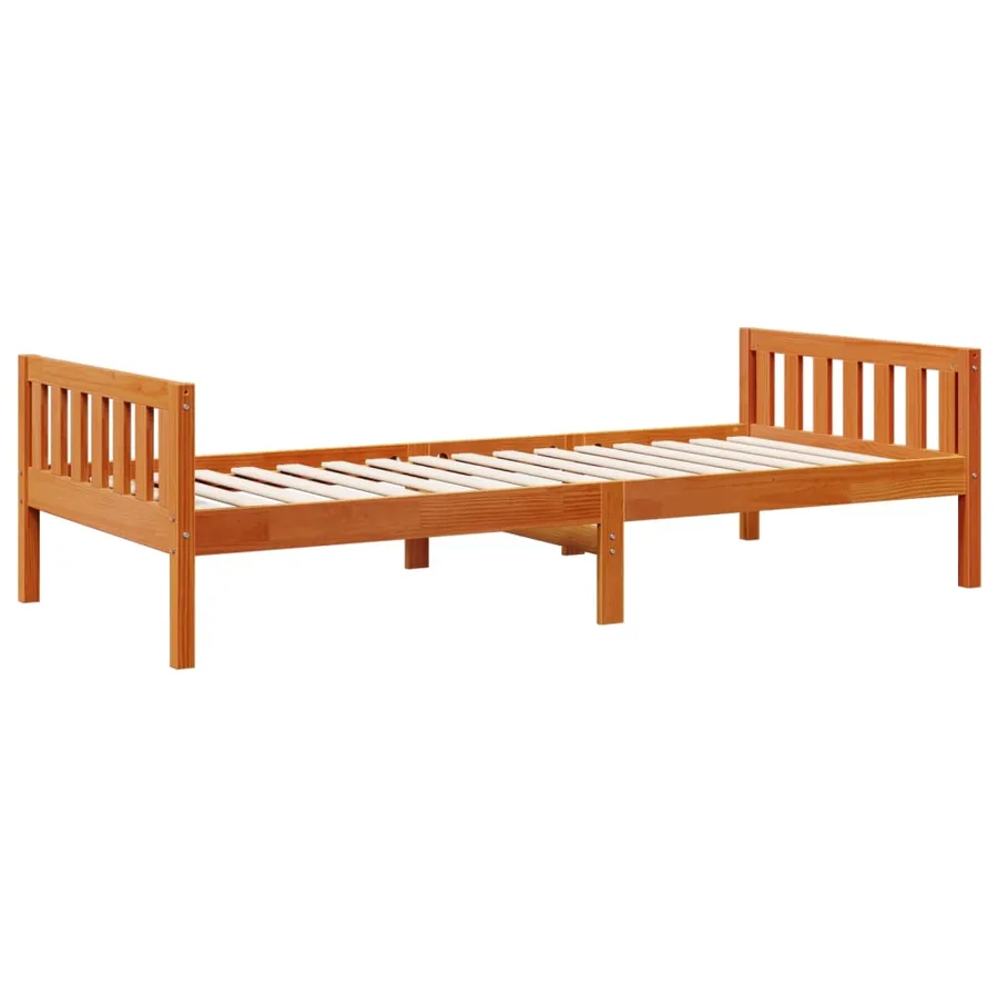 Lit pour enfants sans matelas cire marron 90x190 cm pin massif - 7