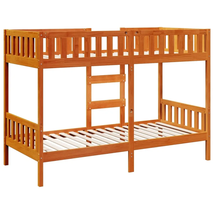 Lit superposé cire marron 90x190 cm bois de pin massif - 7