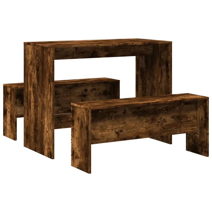 Ensemble table à manger et bancs 3 pcs bois d'ingénierie - 6