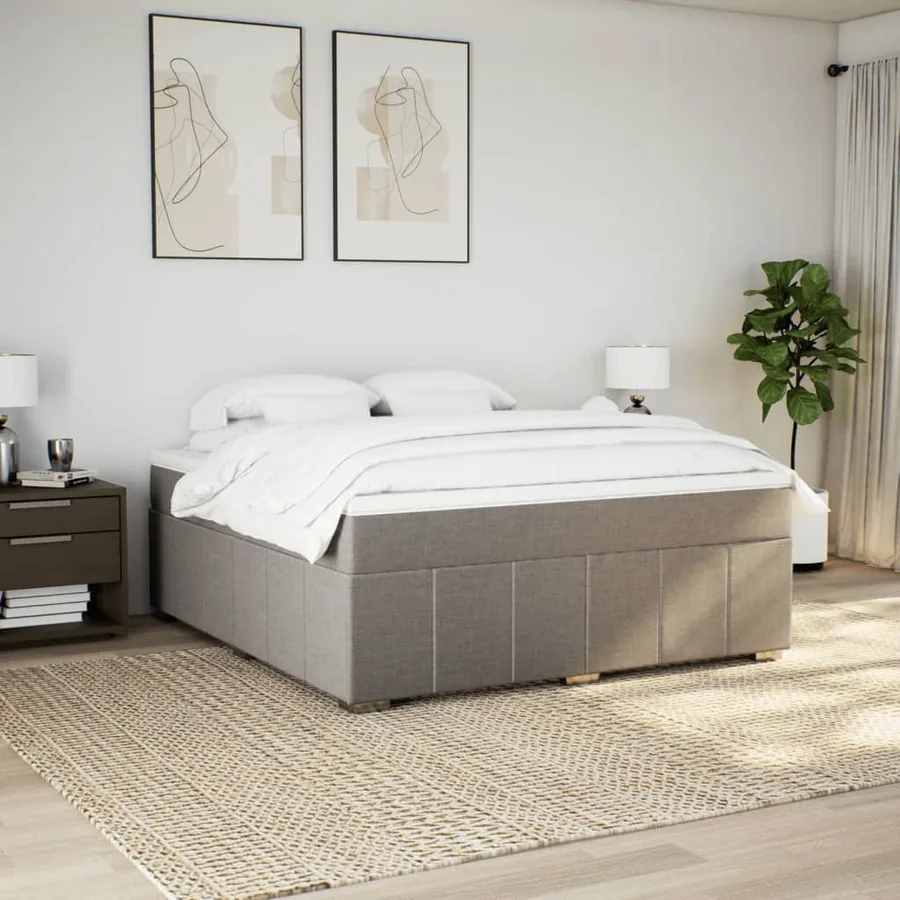 Sommier à lattes de lit avec matelas Taupe 180x200 cm Tissu - 3