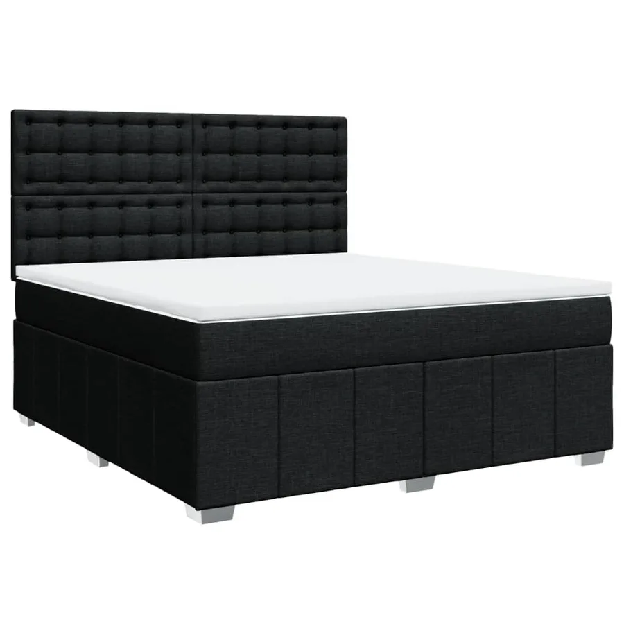Sommier à lattes de lit avec matelas Noir 180x200 cm Tissu - 2