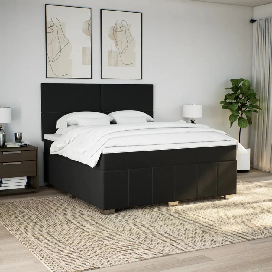 Sommier à lattes de lit avec matelas Noir 180x200 cm Tissu - 3