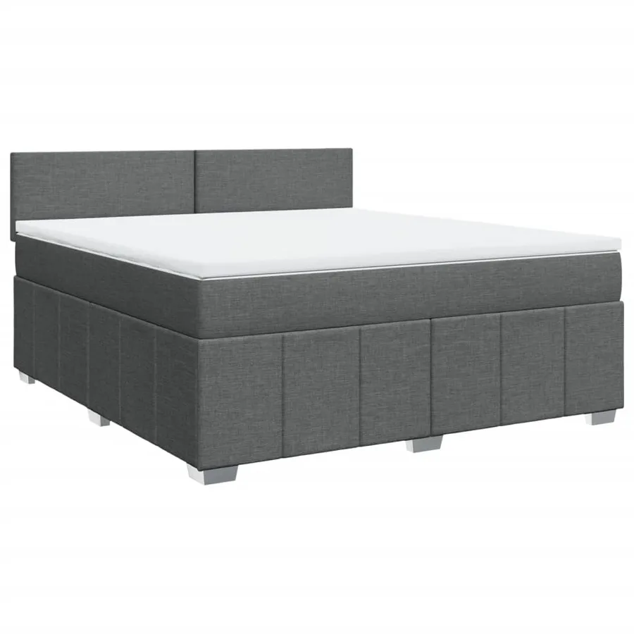 Sommier à lattes de lit avec matelas Gris foncé 180x200cm Tissu - 2